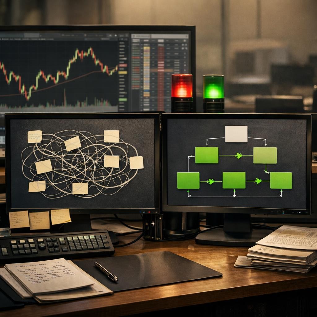 trading automation weak vs strong process illustration for How automated trading workflows actually break when markets get fast