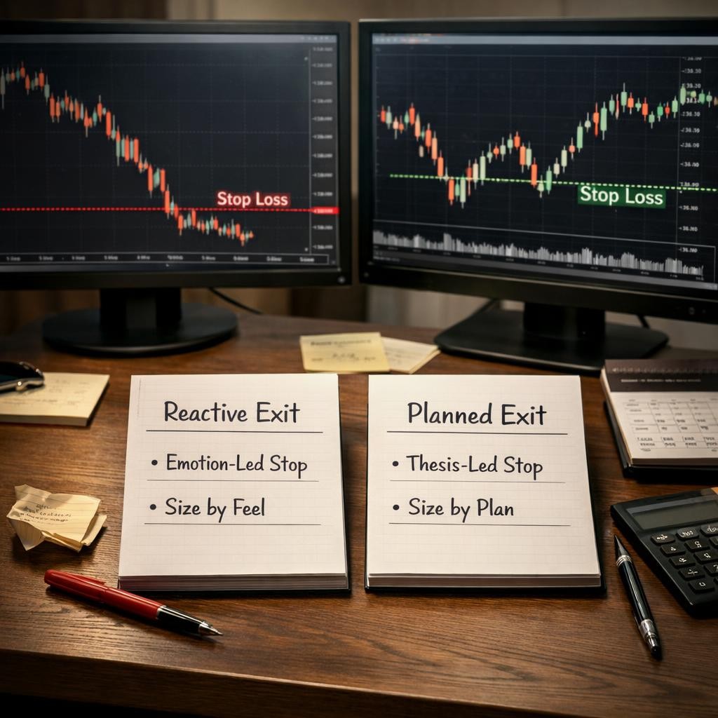 stop loss placement reactive vs planned decisions illustration for Stop-loss placement for systematic traders: how to exit where the trade thesis actually breaks