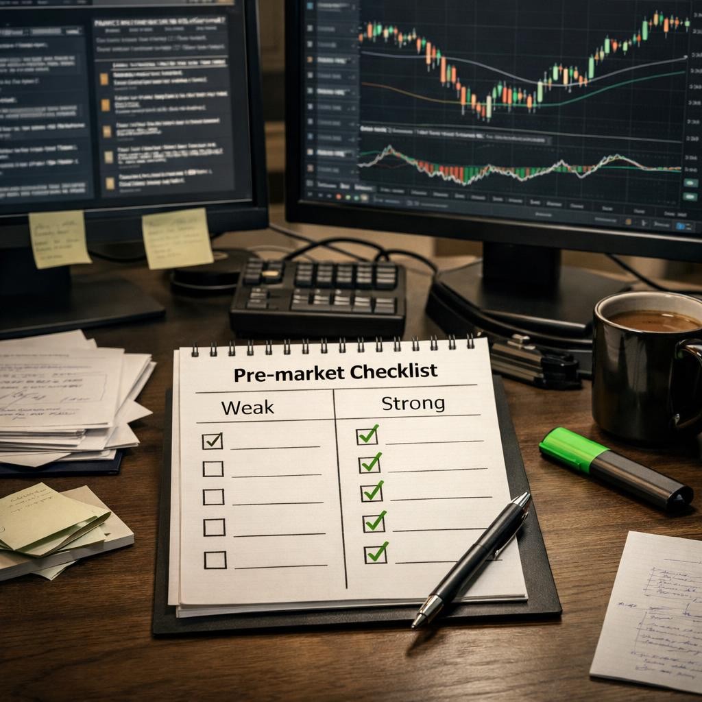 pre-market checklist weak vs strong process illustration for The pre-market checklist for automated traders: what to verify before alerts start routing live