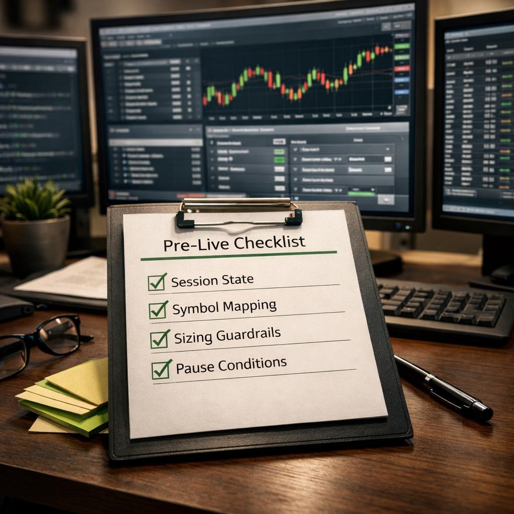 broker failover planning pre-live checklist illustration for Broker failover planning for automated trading: what to document before connection issues become execution problems