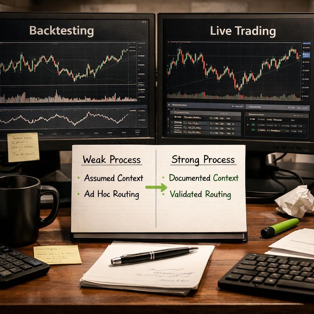 backtesting TradingView alerts weak vs strong process illustration for Backtesting TradingView alerts: what you can validate before going live and what only live execution reveals