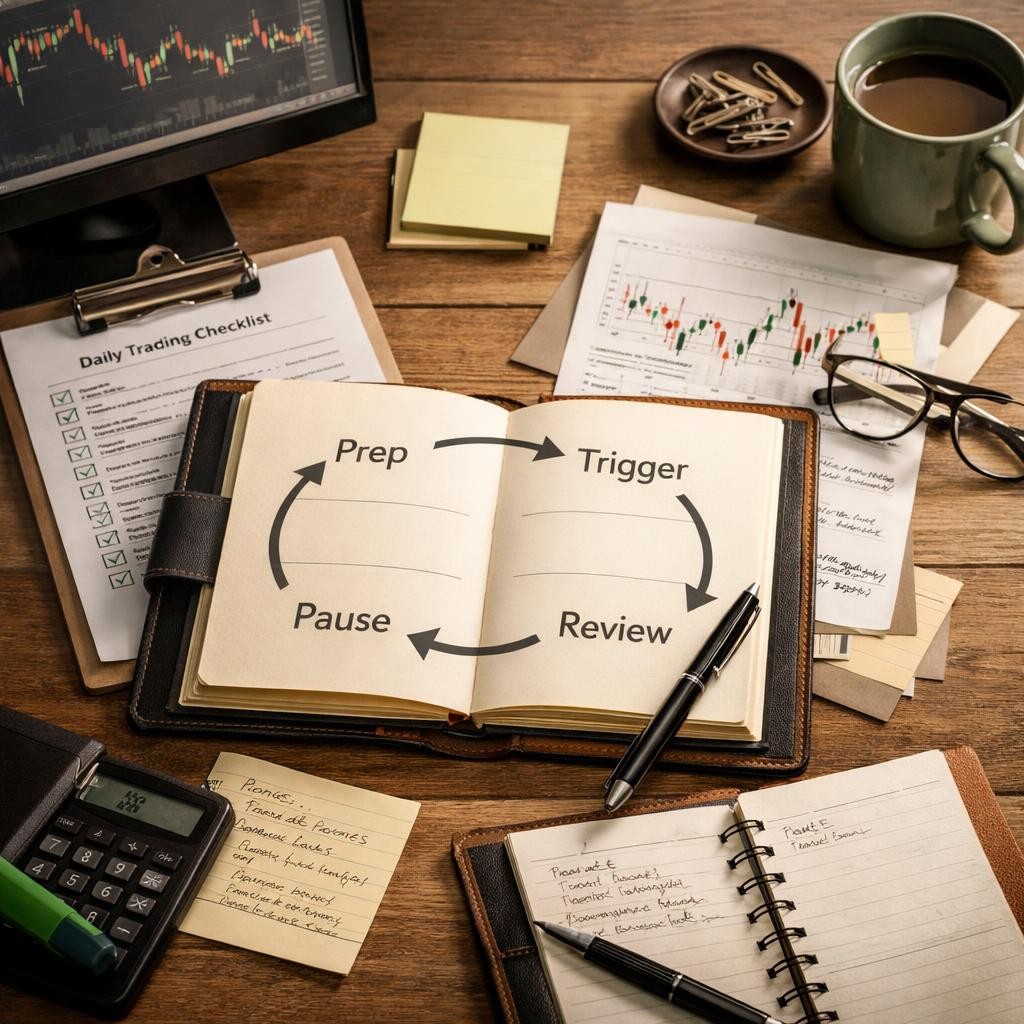 trading journal workflow session framework illustration for Trading journal workflow: what to review after each session if you want better decisions instead of more screenshots
