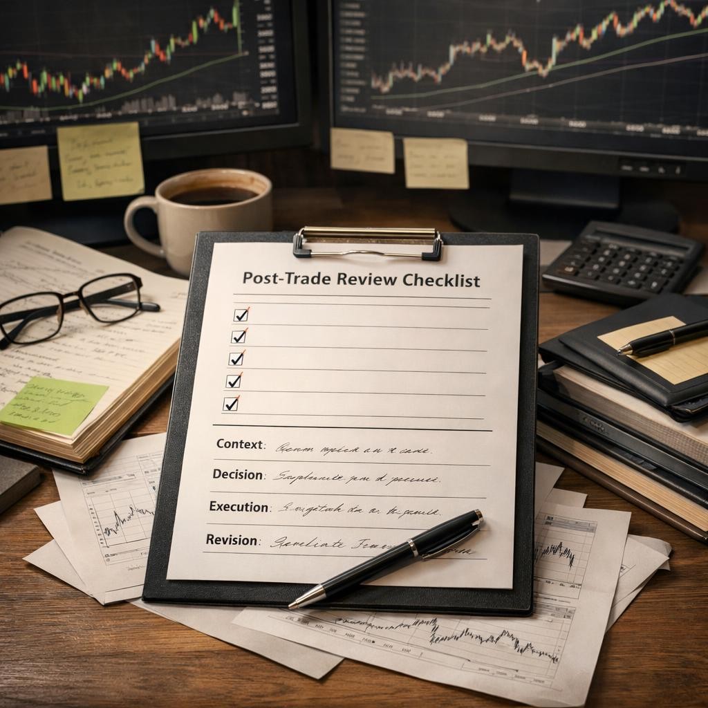 post-trade review checklist review checklist illustration for Post-trade review checklist: the five questions that expose weak assumptions before they repeat